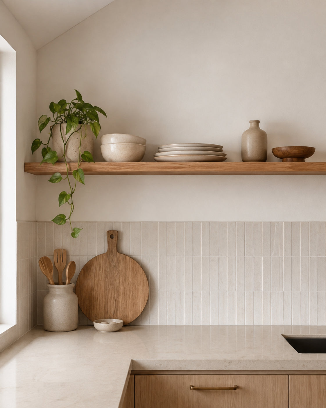 40mm Floating Hardwood Timber Shelves